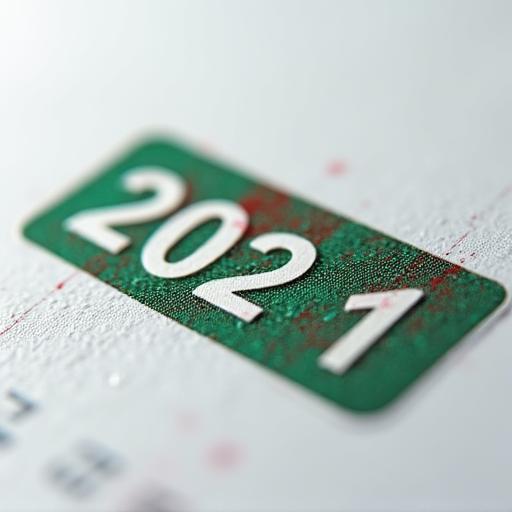 A close-up of the official Swiss motorway vignette for the current year, showing its distinctive design and holographic features.